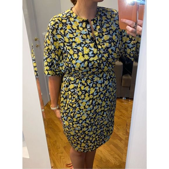 Christian Wijnants Blue and Yellow Floral Belted Dress Size Small, MSRP $725 - Picture 16 of 16